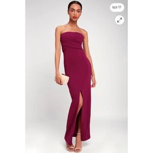 Lulus XL Own Night Berry Pink‎ Strapless Maxi Party Evening Dress Sophisticated